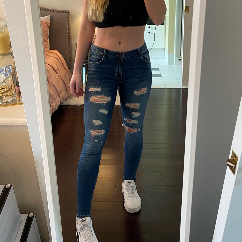 Ripped Low Rise Jeans
